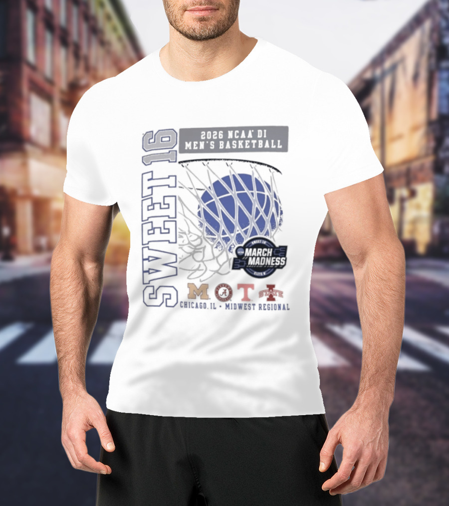 Sweet 16 2026 NCAA DI Men's Basketball Midwest Regional March Madness MOTA Chicago Illinois T-Shirt