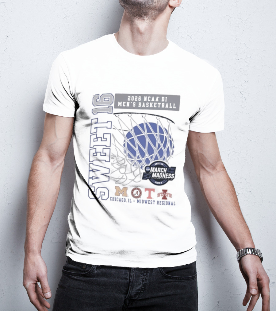 Sweet 16 2026 NCAA DI Men's Basketball Midwest Regional March Madness MOTA Chicago Illinois T-Shirt