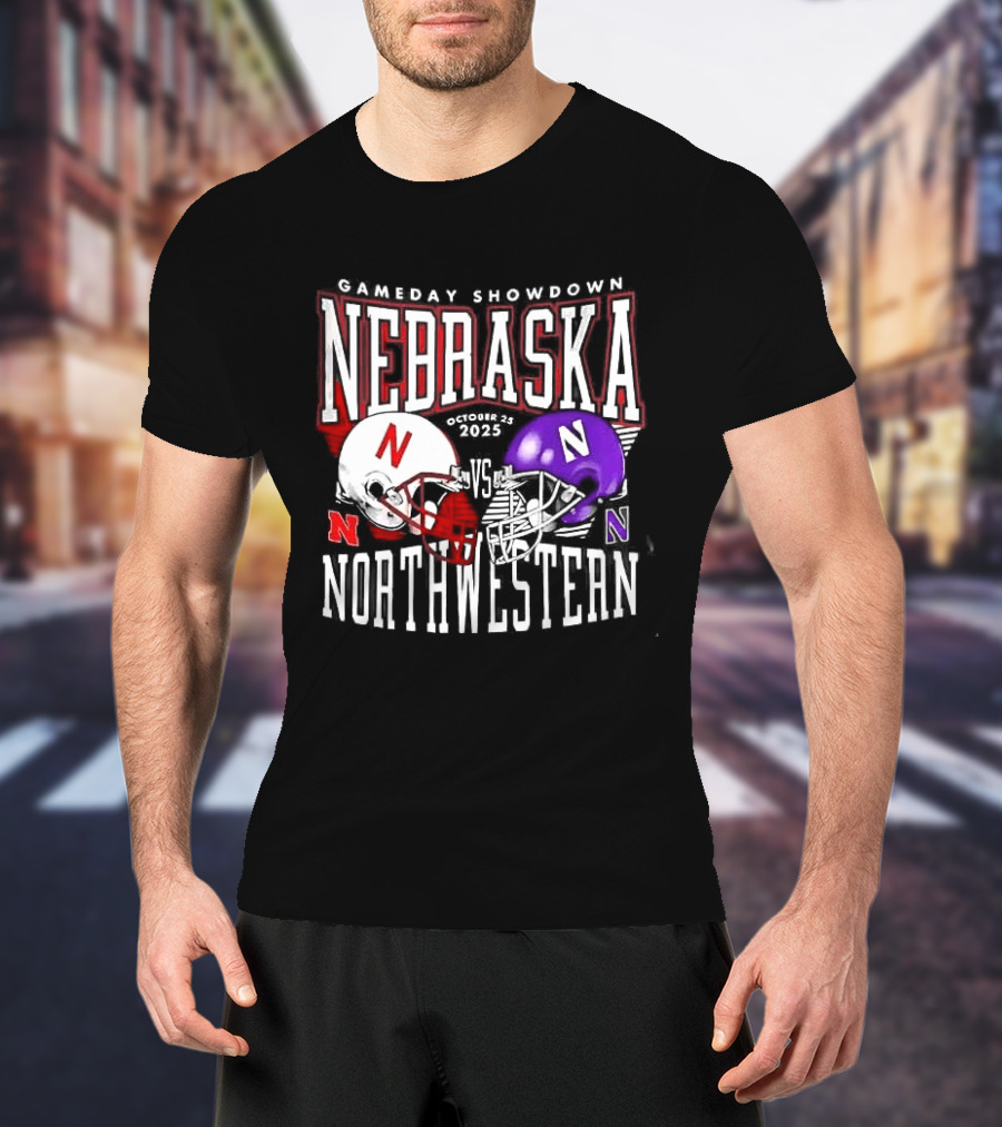 Nebraska Cornhuskers Northwestern Wildcats Gameday Showdown 2025 Helmet Matchup T-Shirt