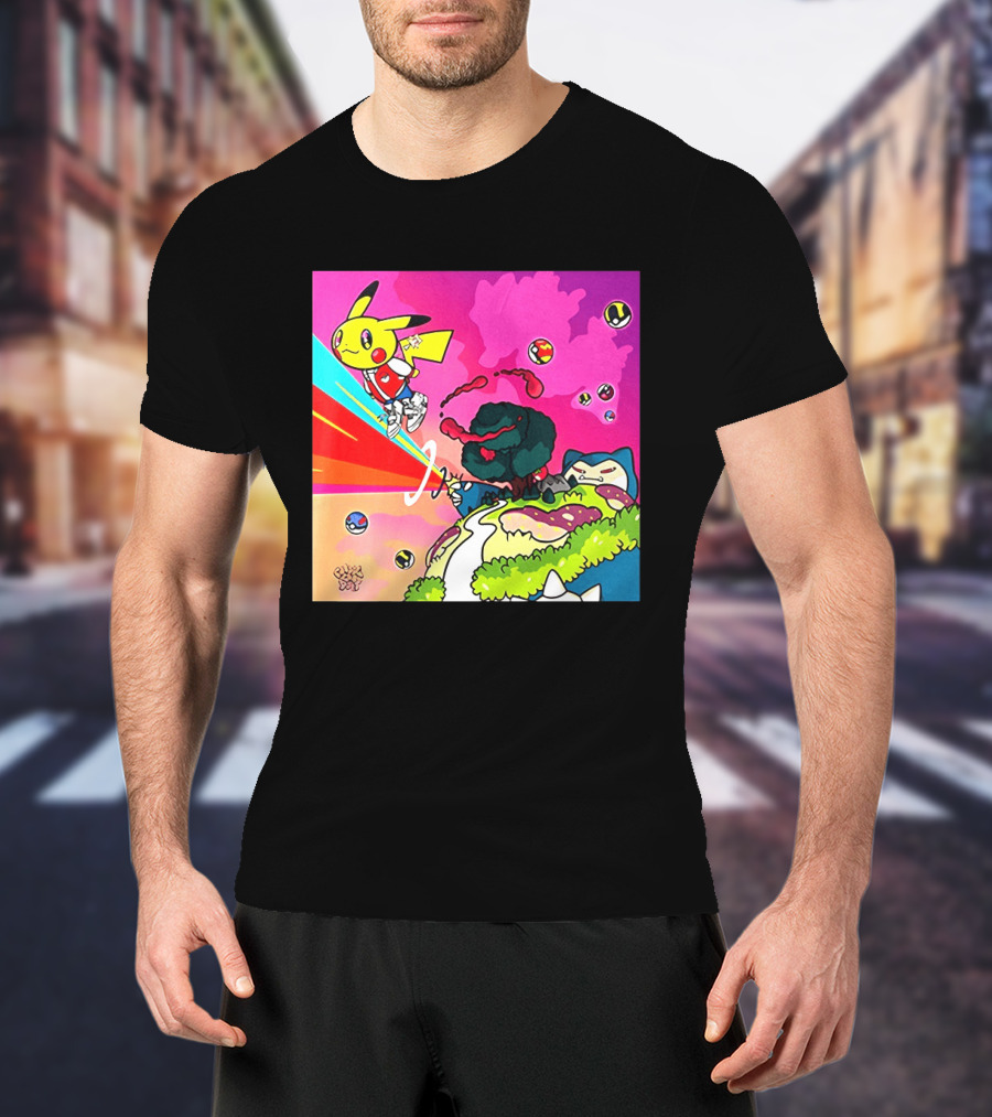 Pikachu Graduation Inspired By Album Cover Elements Pokemon Crossover Scene T-Shirt