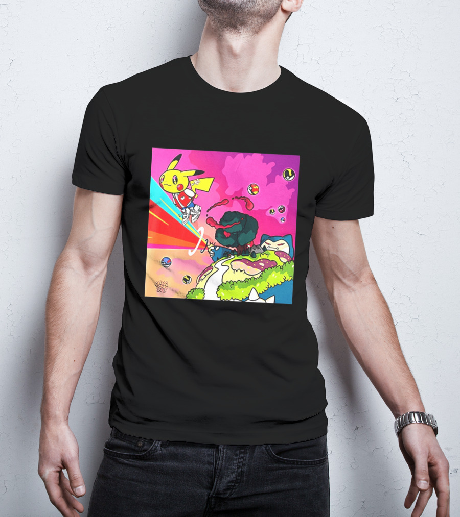 Pikachu Graduation Inspired By Album Cover Elements Pokemon Crossover Scene T-Shirt