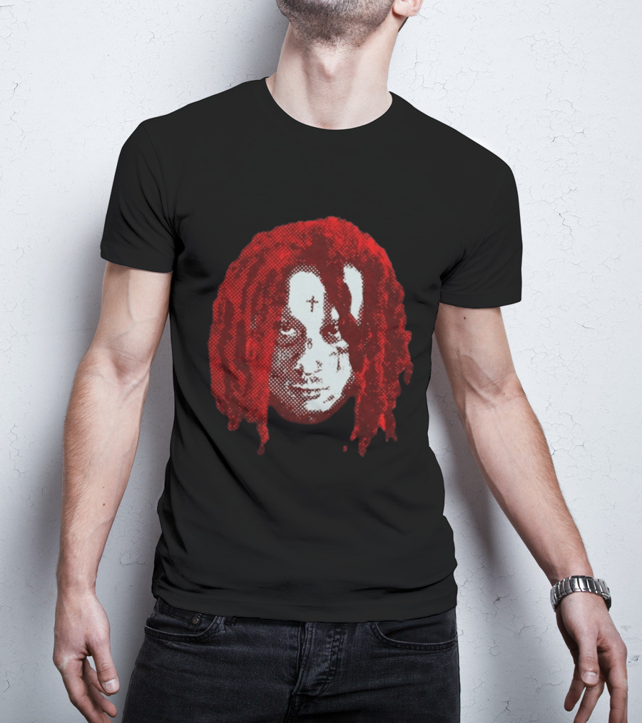 Trippie Redd Red Dreadlocks Face Tattoo T-Shirt
