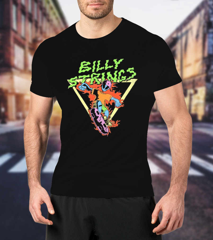 Billy Strings Alien Skateboard Triangle Flame T-Shirt