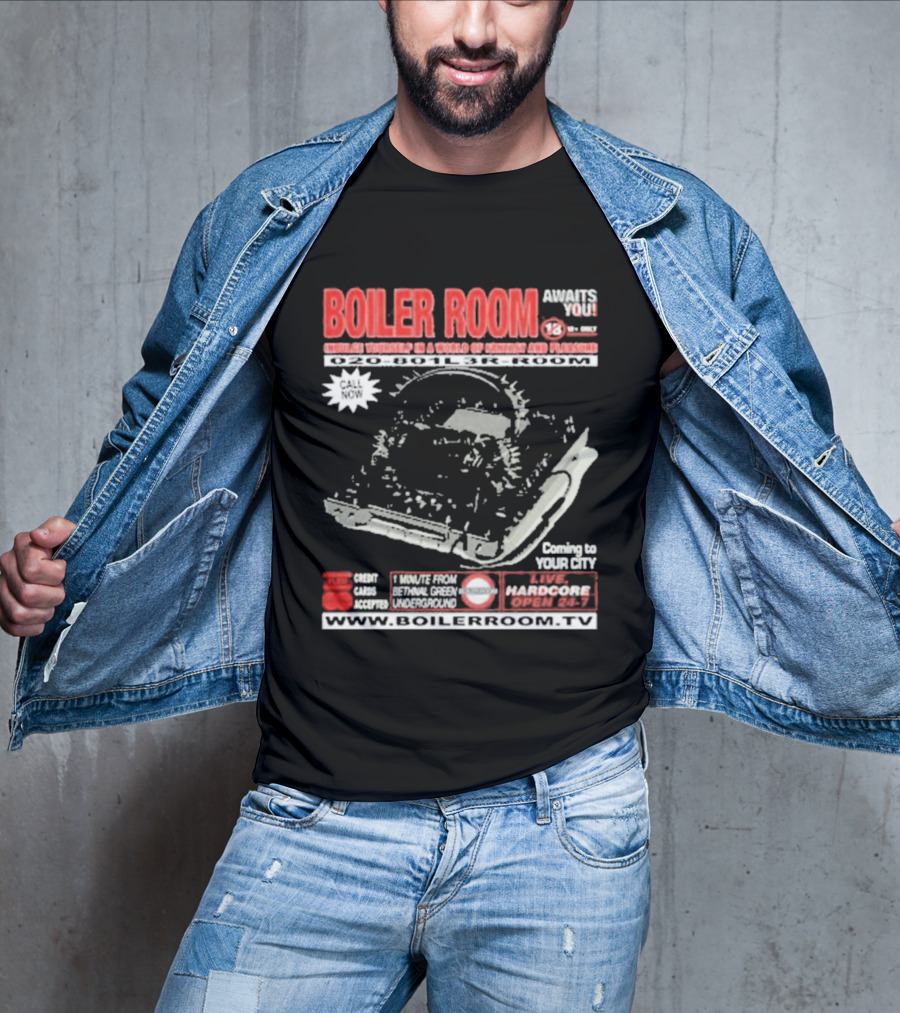 Boiler Room Hardcore TV Broadcast London Frankfurt Detroit Toronto 2001 Mix Series Coming To Your City T-Shirt