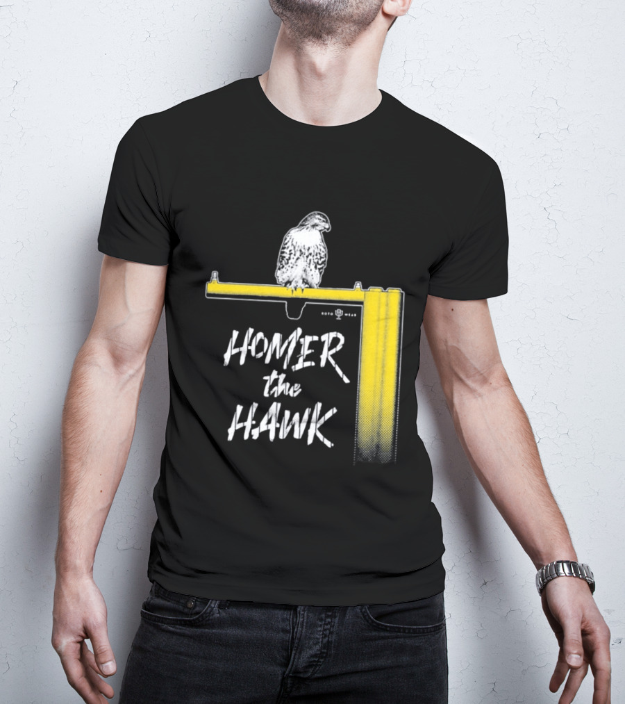Homer The Hawk Perched On Yellow Crossbar T-Shirt