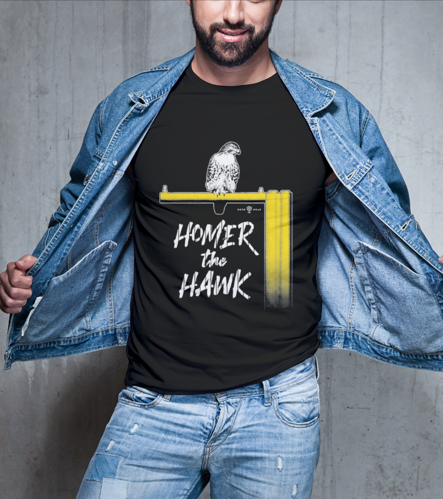 Homer The Hawk Perched On Yellow Crossbar T-Shirt
