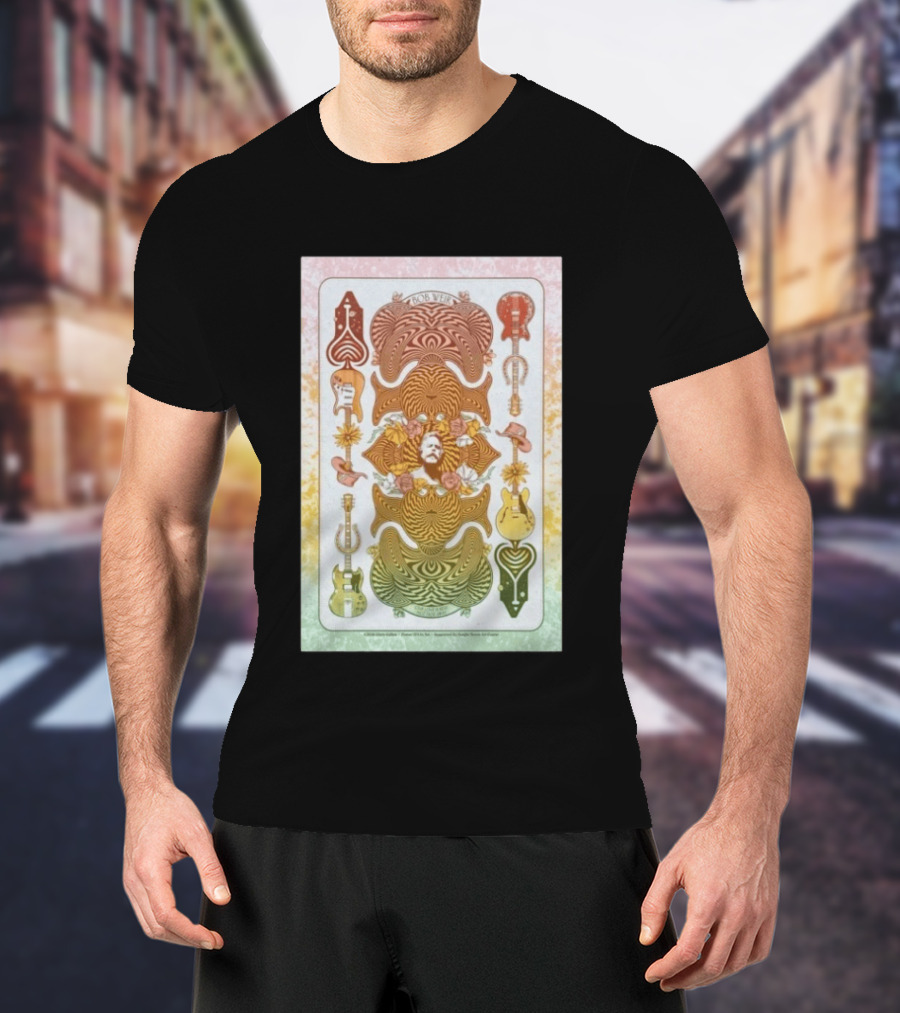 Bob Weir Psychedelic Guitars Memorial Roses And Hats T-Shirt