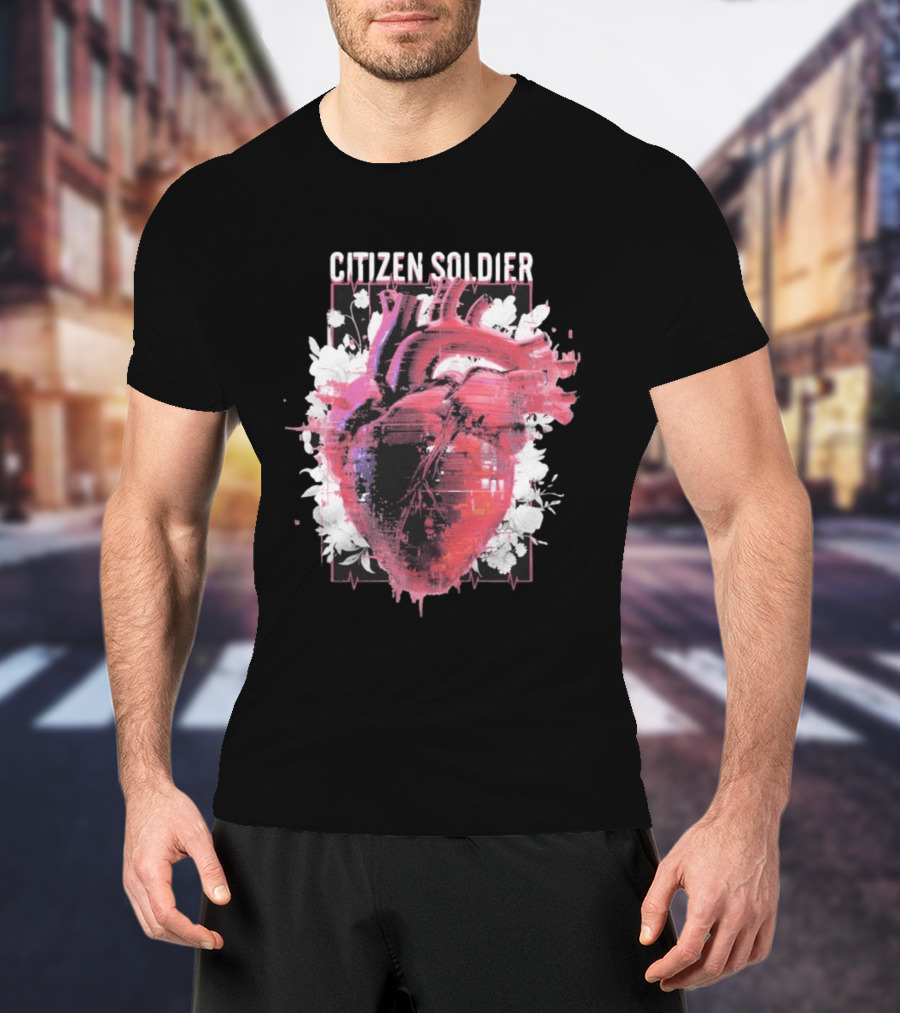 Citizen Soldier Heartbeat Anatomical Heart And Floral T-Shirt