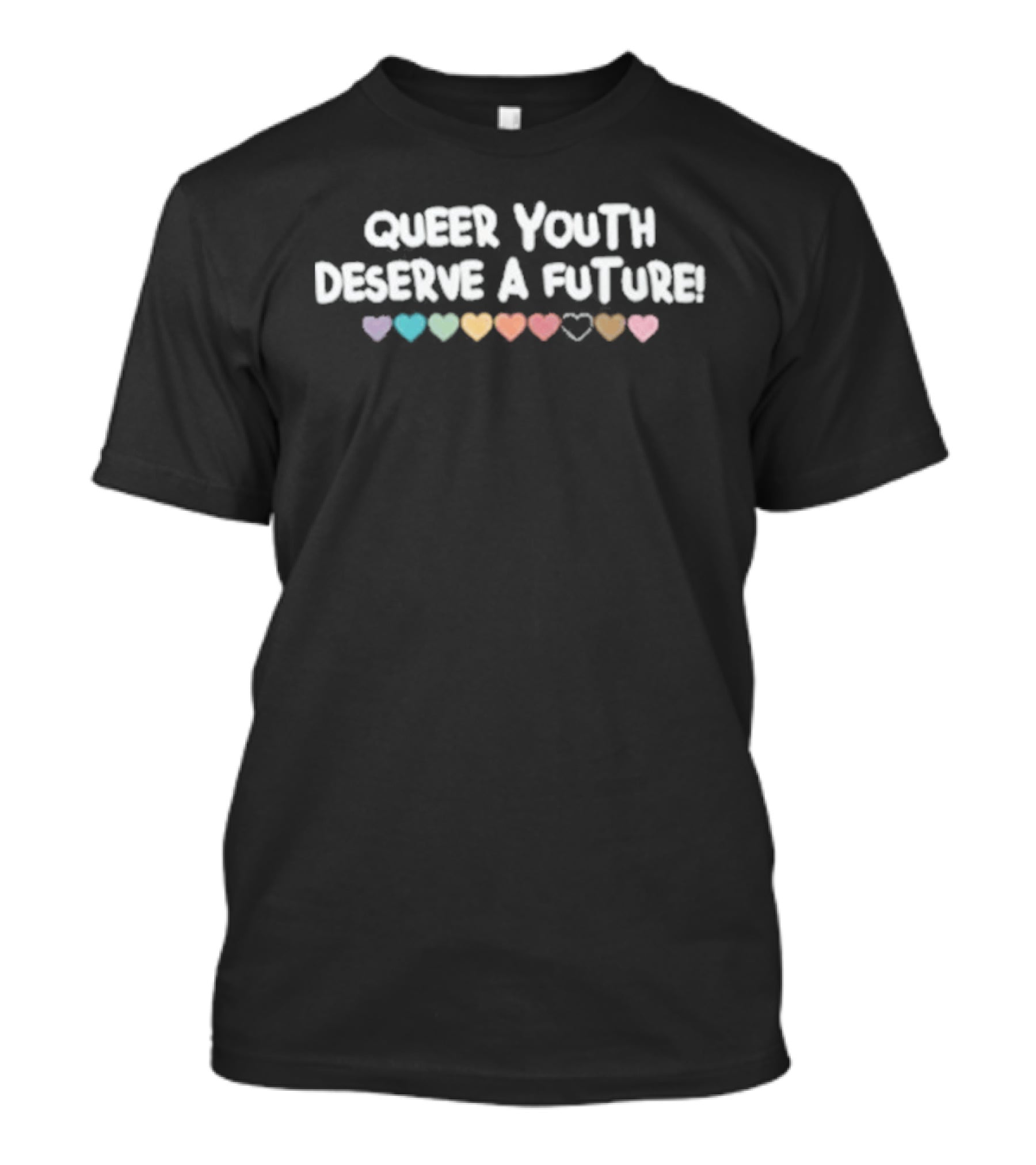 Queer Youth Deserve A Future Pastel Rainbow Hearts T-Shirt