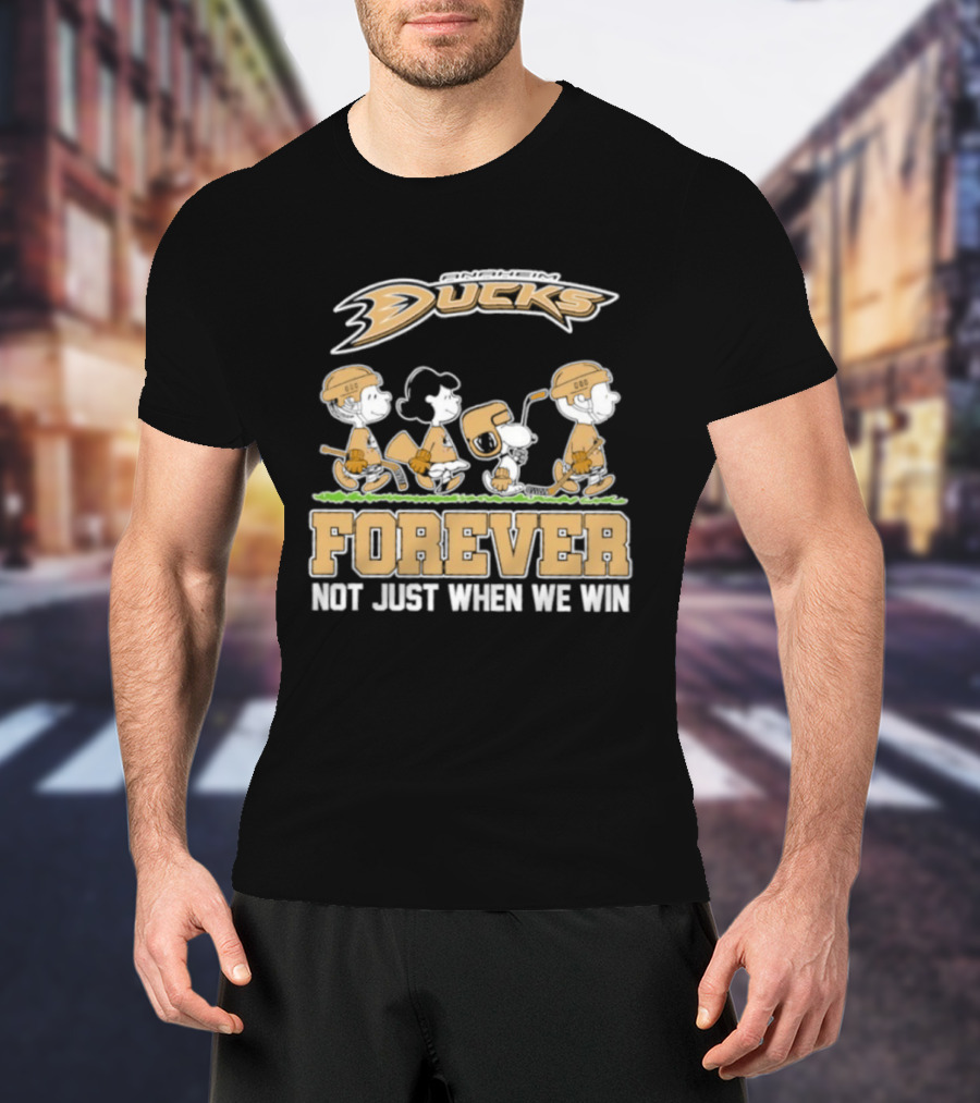 Anaheim Ducks Peanuts Forever Not Just When We Win Charlie Brown Snoopy Linus Woodstock T-Shirt