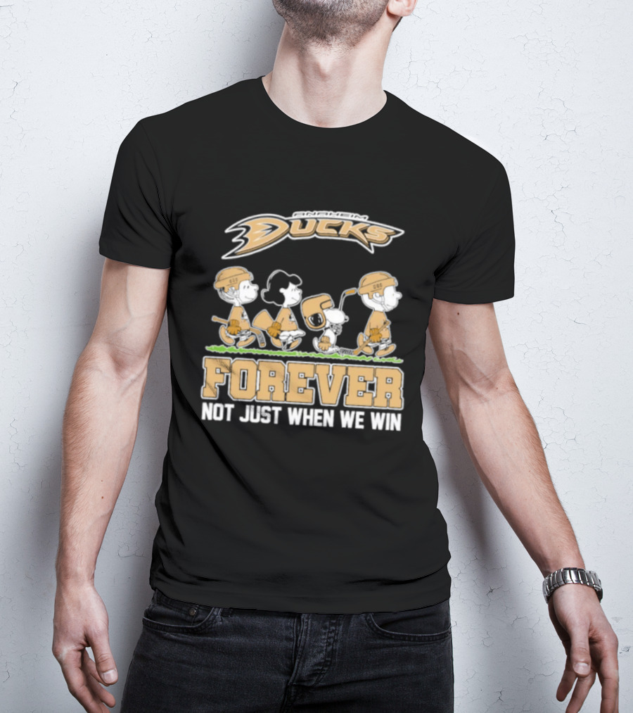 Anaheim Ducks Peanuts Forever Not Just When We Win Charlie Brown Snoopy Linus Woodstock T-Shirt