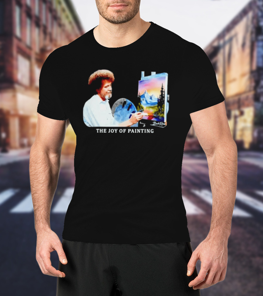 Bob Ross The Joy Of Painting Mountains And Sunset Scene T-Shirt