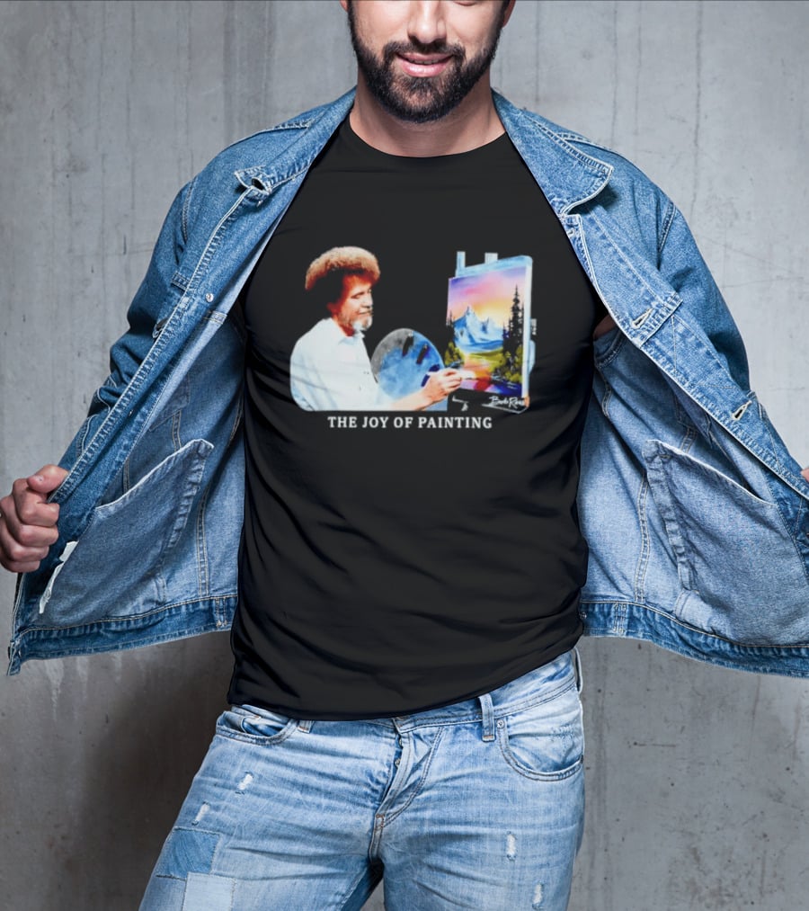 Bob Ross The Joy Of Painting Mountains And Sunset Scene T-Shirt