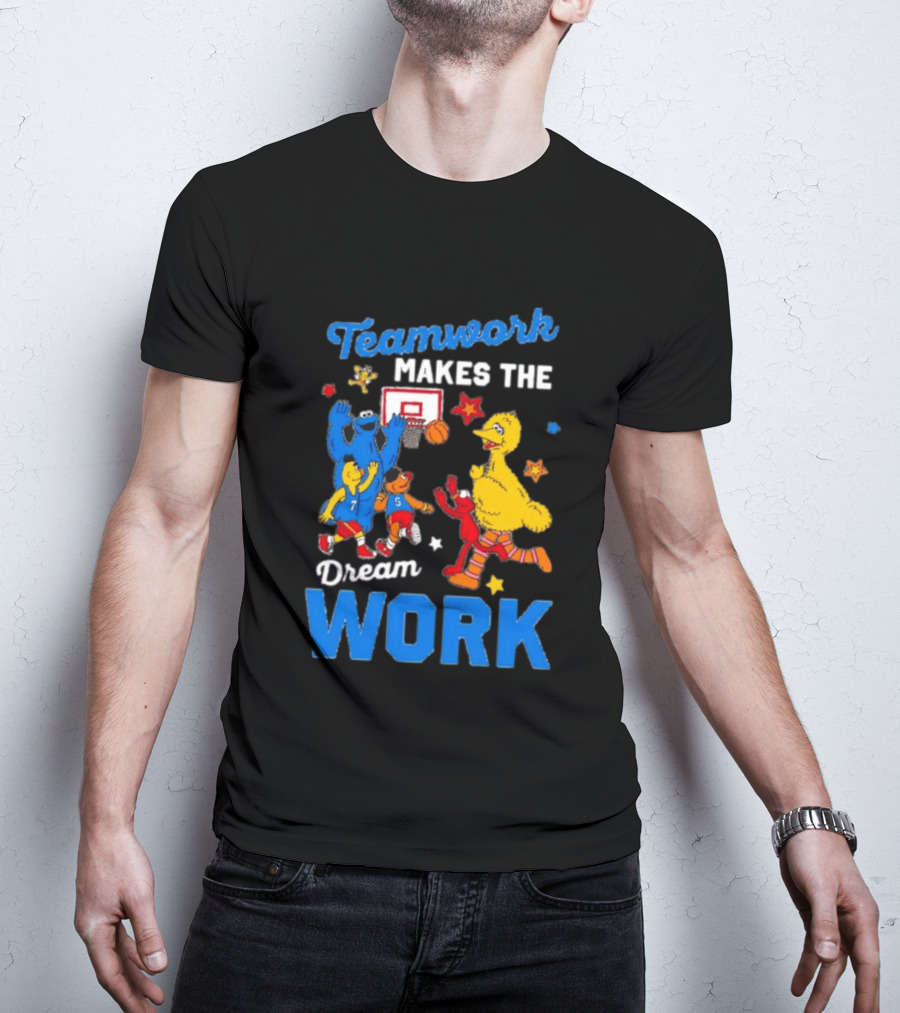 Teamwork Makes The Dream Work Sesame Street Basketball Slam Dunk T-Shirt