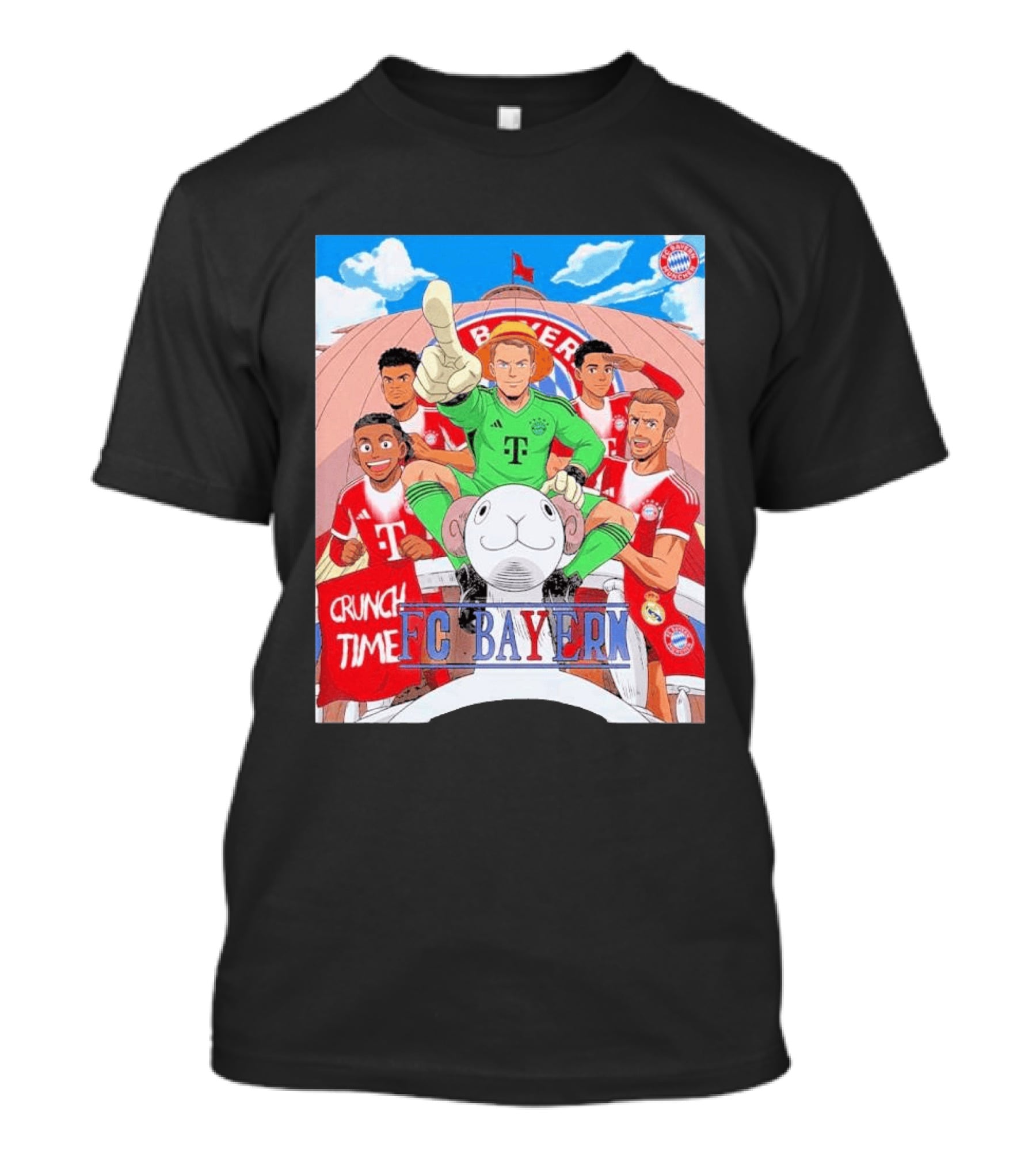 Crunch Time FC Bayern Munich X One Piece Anime Crossover UCL Collaboration T-Shirt