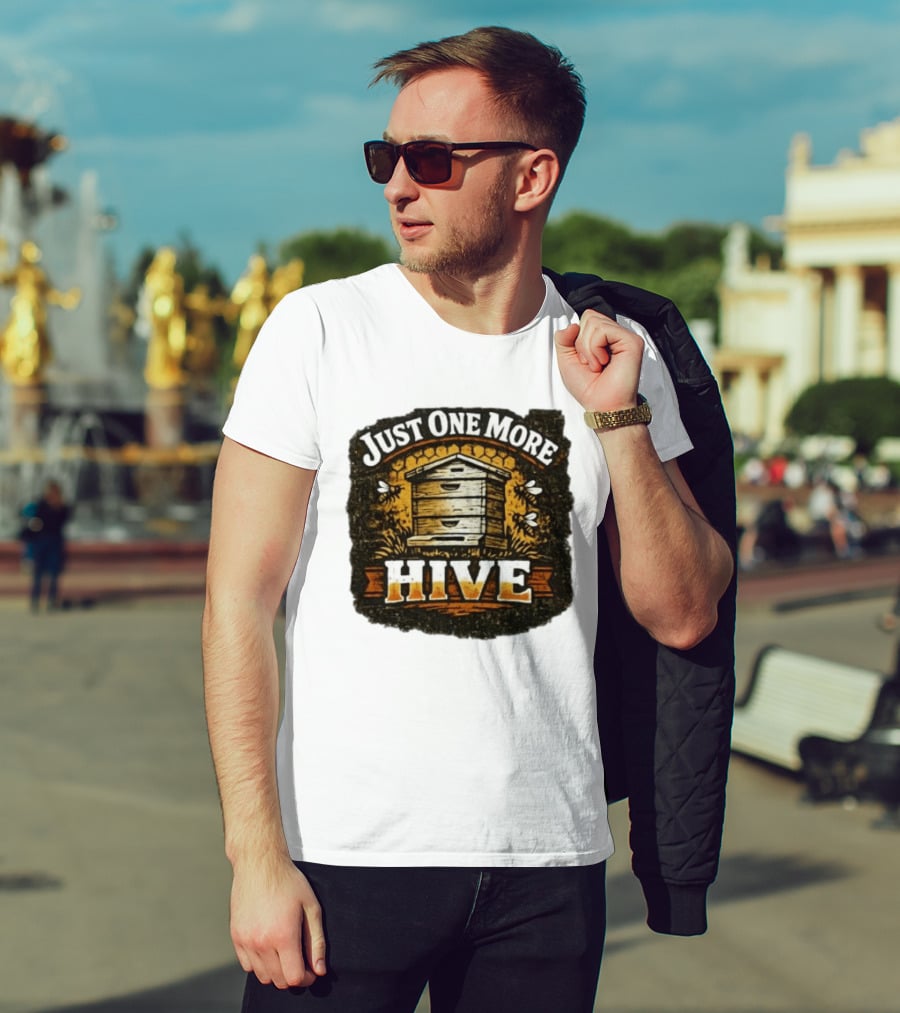 Just One More Hive Beekeeping Bees Honeycomb Apiary T-Shirt