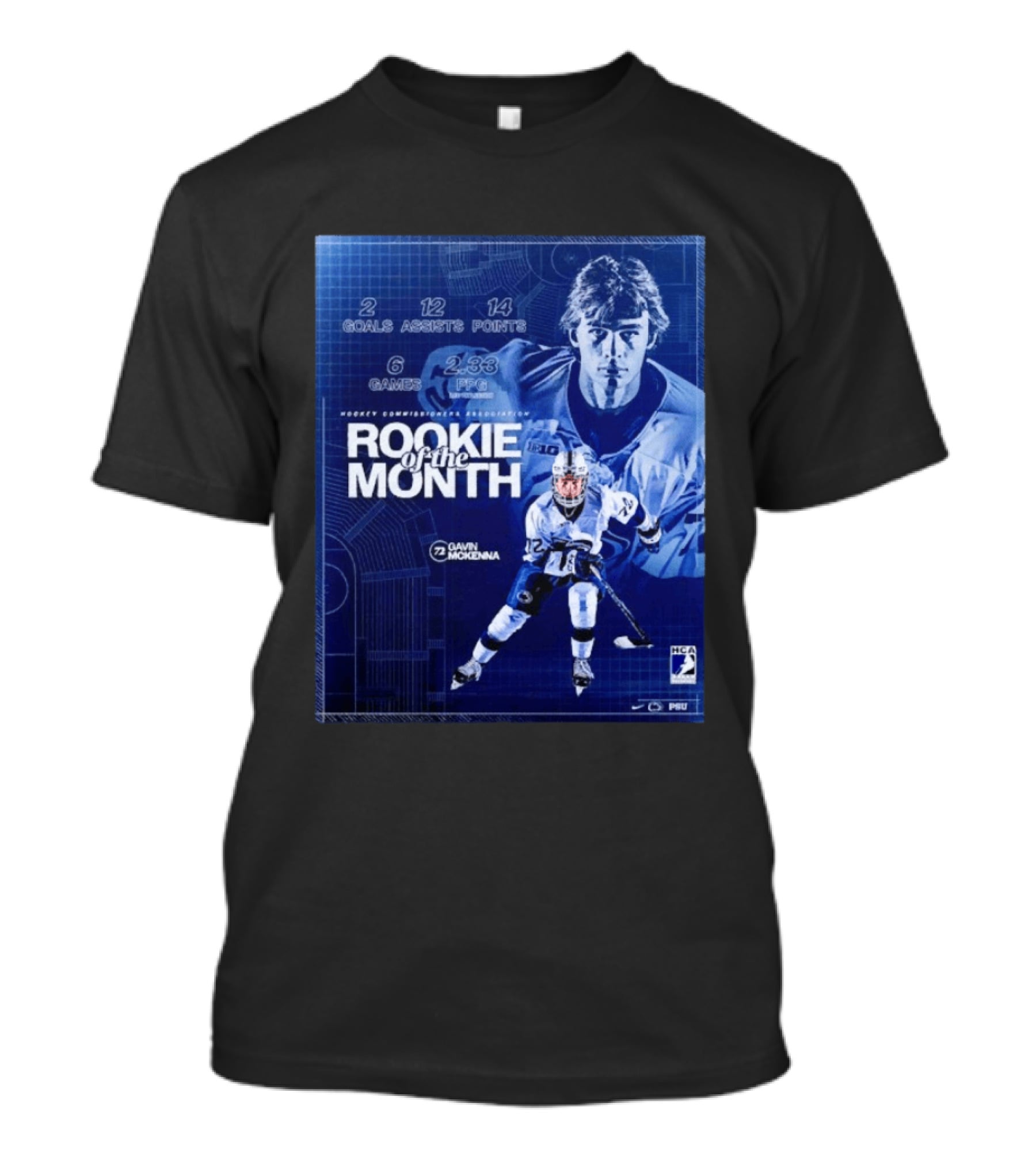 Rookie Of The Month Gavin McKenna 72 Penn State Nittany Lions Hockey Goals Assists Points T-Shirt