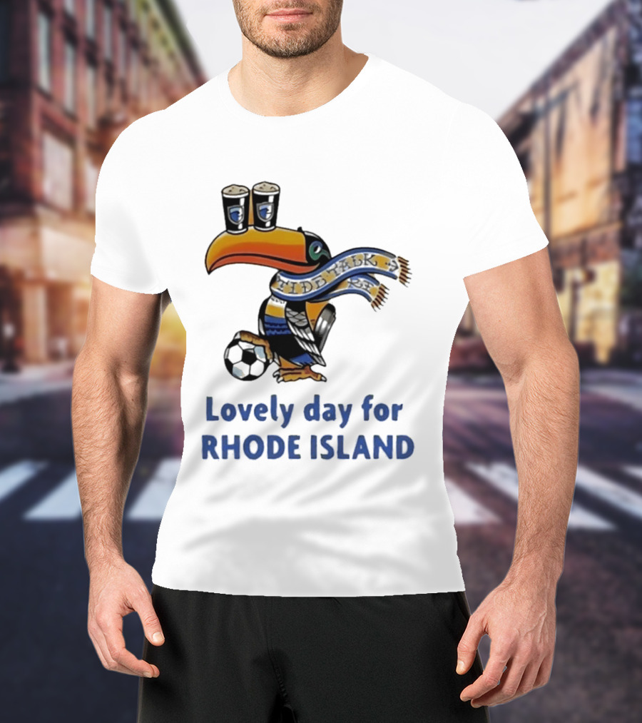 Lovely Day For Rhode Island Toucan With Soccer Ball And Beers T-Shirt