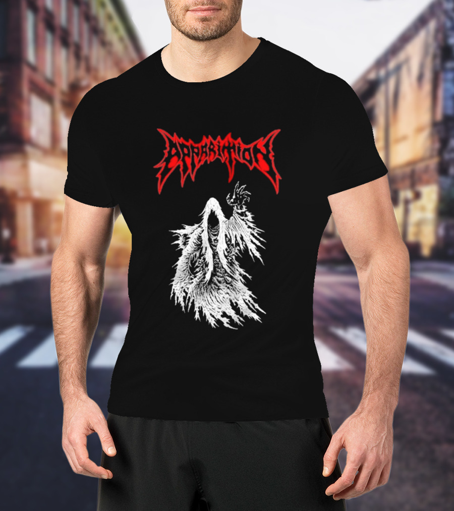 Apparition Ghostly Figure Red Gothic Font T-Shirt