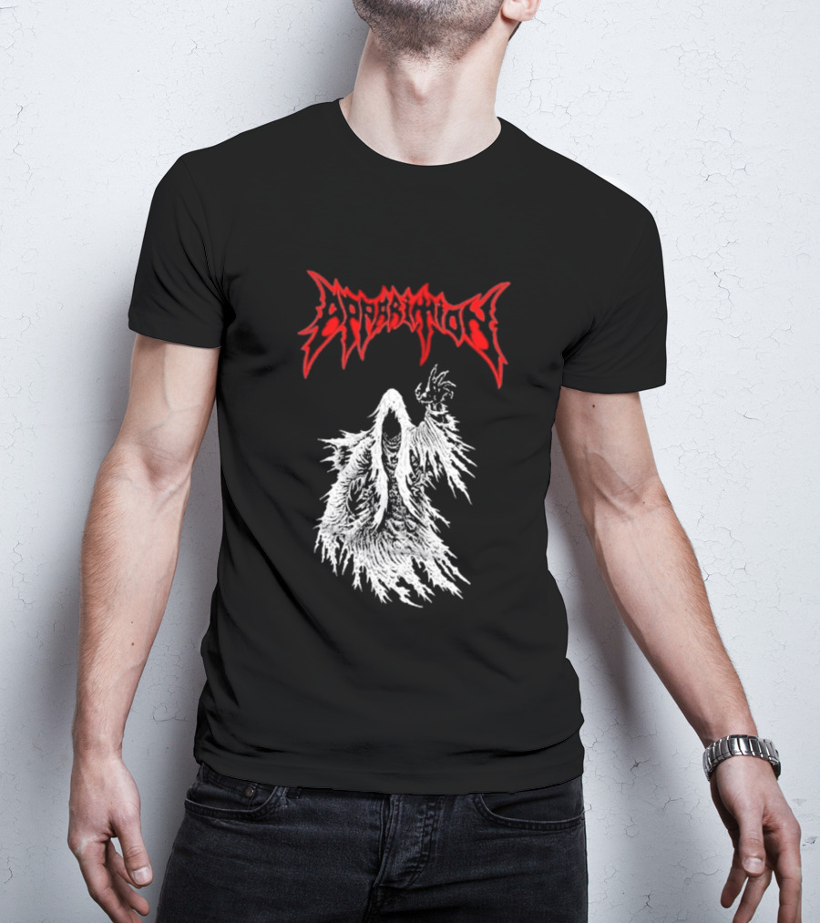 Apparition Ghostly Figure Red Gothic Font T-Shirt