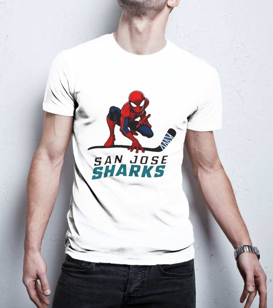 Spider Man San Jose Sharks Hockey Collaboration T-Shirt
