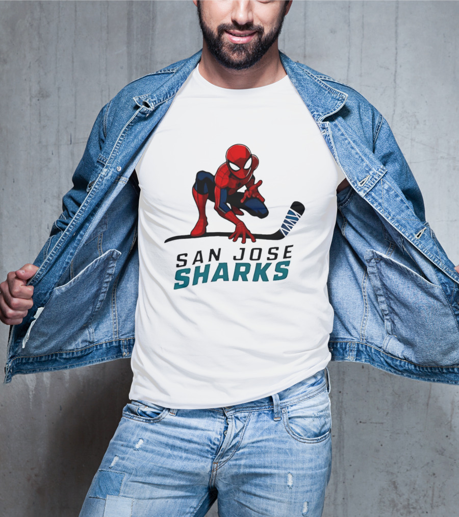 Spider Man San Jose Sharks Hockey Collaboration T-Shirt