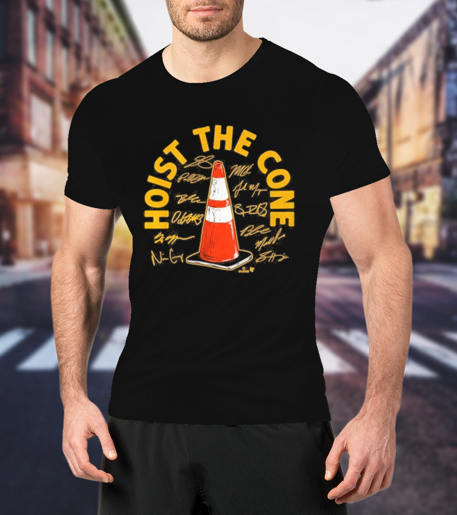 Pittsburgh Baseball Hoist The Cone Signatures Traffic Cone T-Shirt