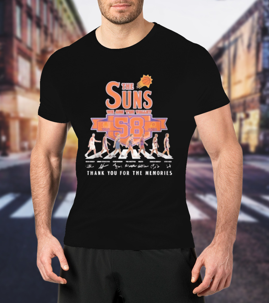 Phoenix Suns We Are The Valley 58th Anniversary 1968 2026 Abbey Road Basketball Thank You For The Memories T-Shirt