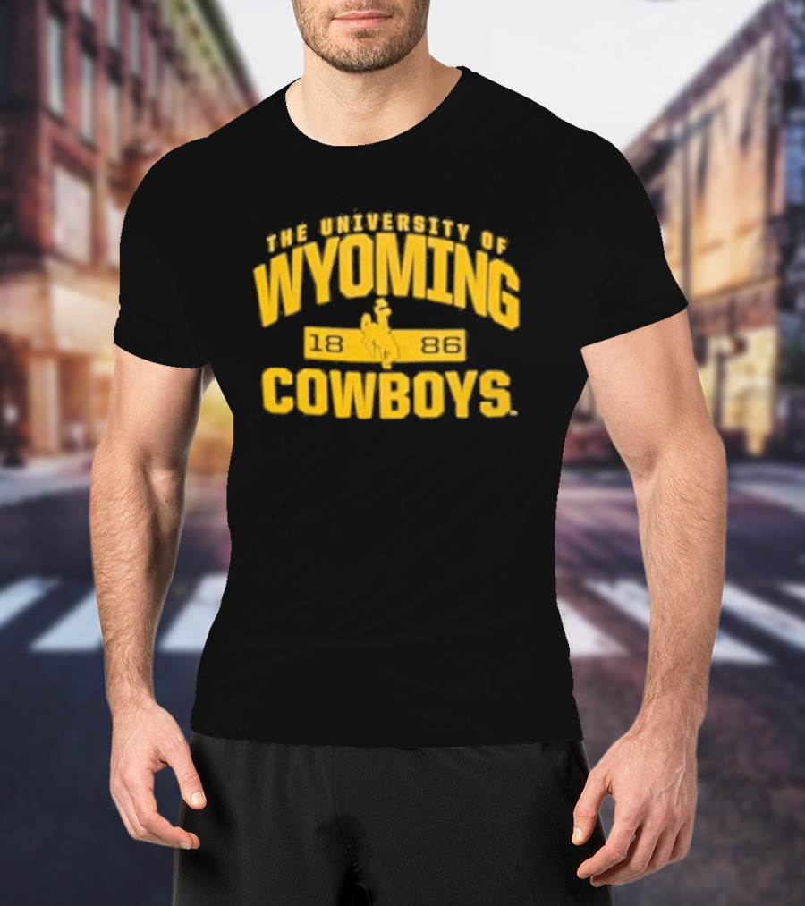 University Of Wyoming Cowboys 1886 Vintage Yellow Bronco Rider T-Shirt