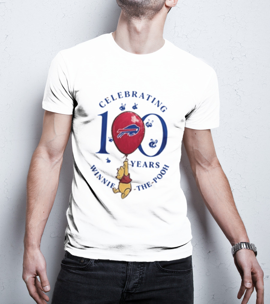 Celebrating 100 Years Winnie The Pooh Buffalo Bills Balloon T-Shirt
