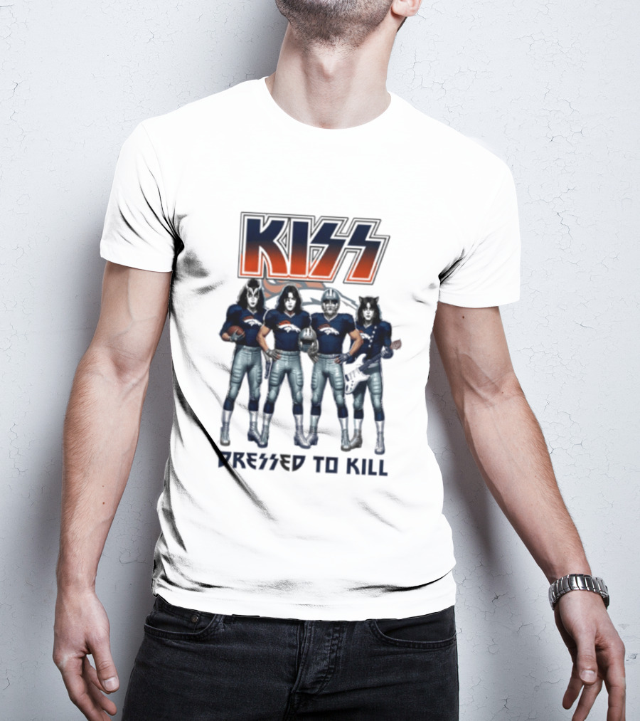 KISS Dressed To Kill Denver Broncos Football Team Collaboration T-Shirt