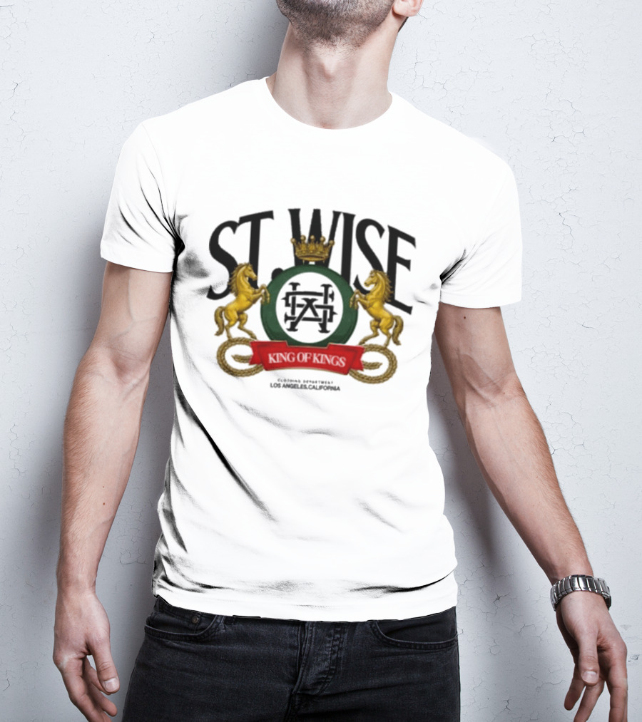 ST Wise Crowned Horse Emblem Los Angeles California T-Shirt