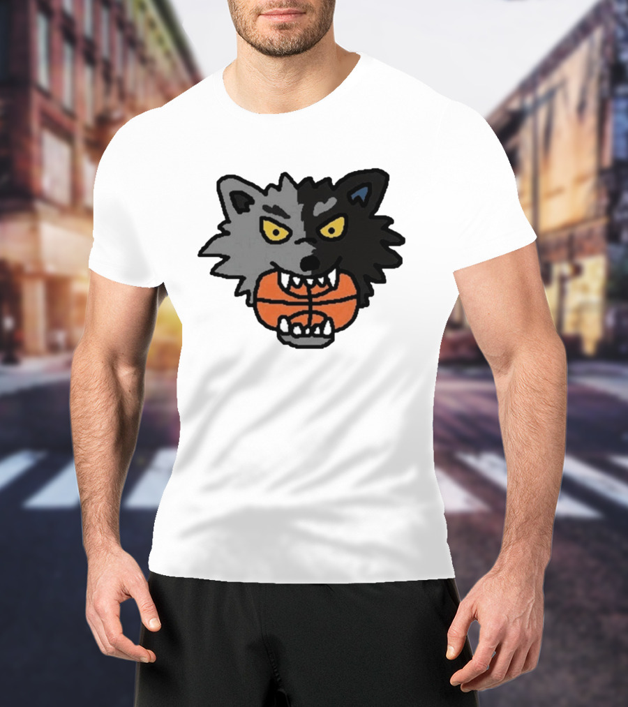 Timberwolves New Profile Pic Two Tone Wolf With Basketball T-Shirt