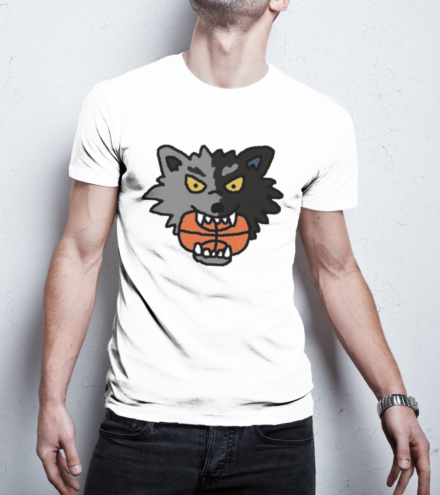 Timberwolves New Profile Pic Two Tone Wolf With Basketball T-Shirt