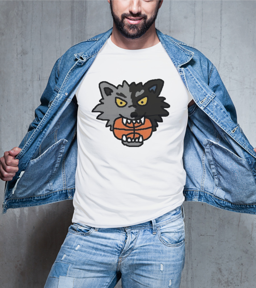 Timberwolves New Profile Pic Two Tone Wolf With Basketball T-Shirt