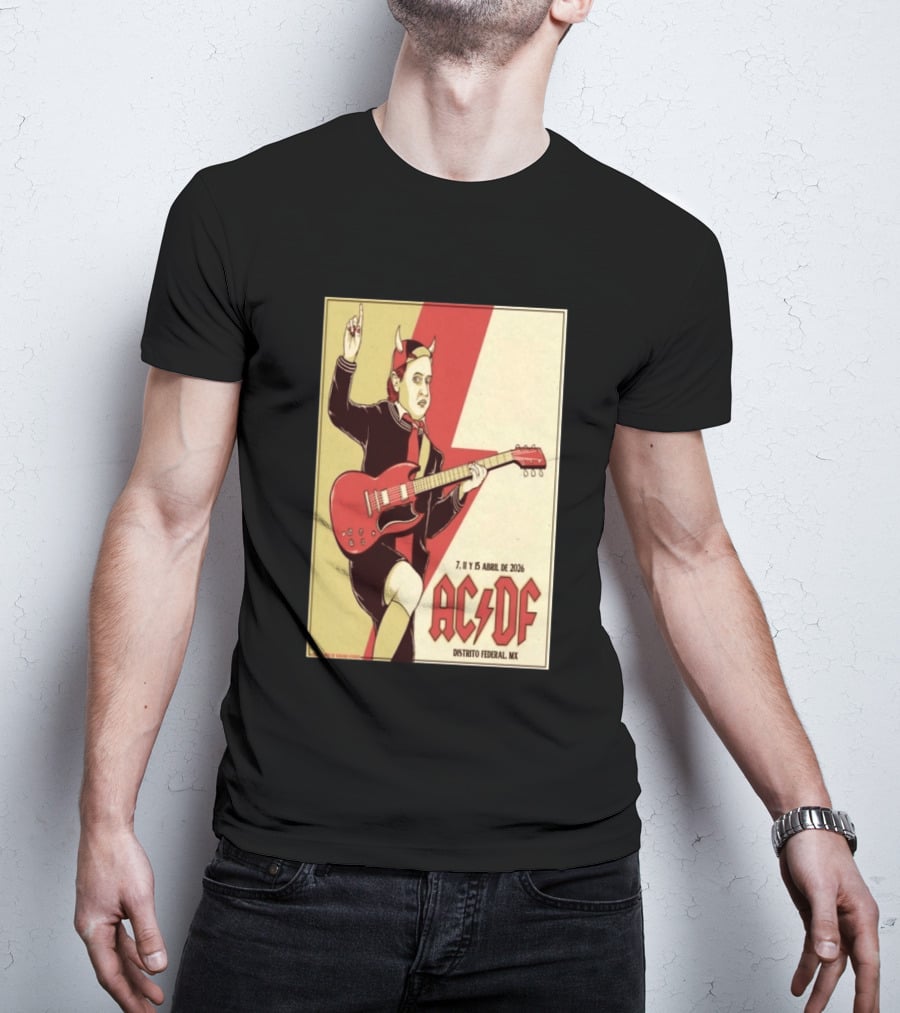 AC DF Distrito Federal MX Abril 2026 7 11 15 Rock Concert Red Guitar And Devil Horns T-Shirt
