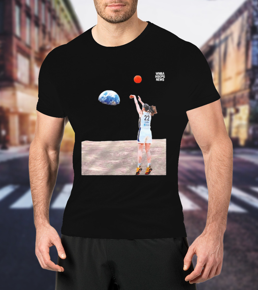 Caitlin Clark Indiana Fever WNBA Shooting Basketball On Lunar Surface T-Shirt