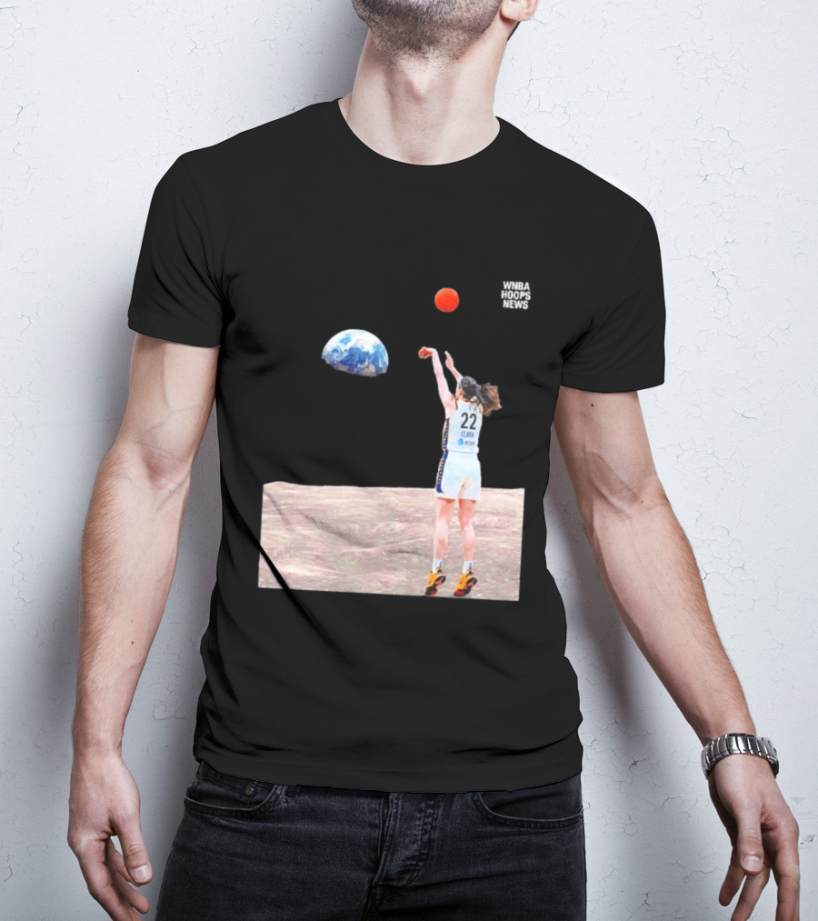 Caitlin Clark Indiana Fever WNBA Shooting Basketball On Lunar Surface T-Shirt