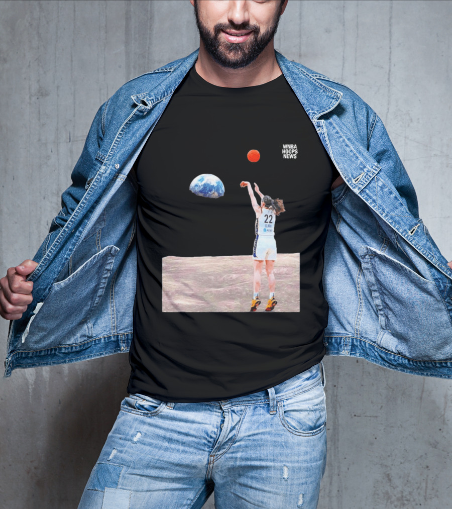 Caitlin Clark Indiana Fever WNBA Shooting Basketball On Lunar Surface T-Shirt