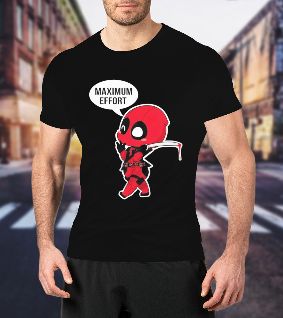 Deadpool Chibi Costume Maximum Effort Speech Bubble T-Shirt