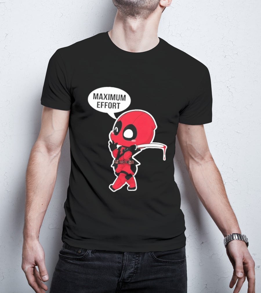 Deadpool Chibi Costume Maximum Effort Speech Bubble T-Shirt