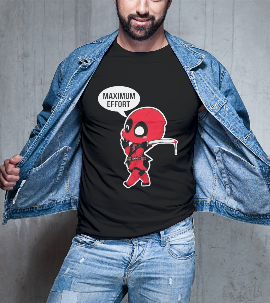 Deadpool Chibi Costume Maximum Effort Speech Bubble T-Shirt