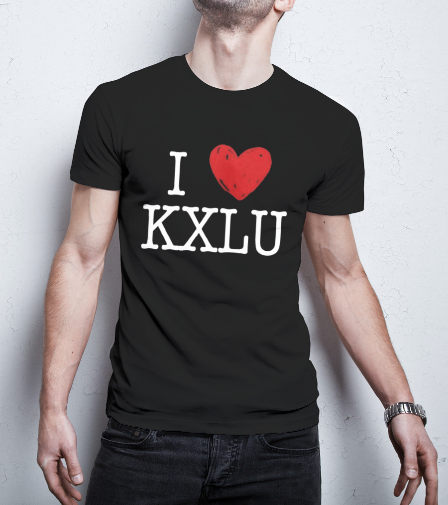 I Love KXLU Radio Station Red Heart T-Shirt