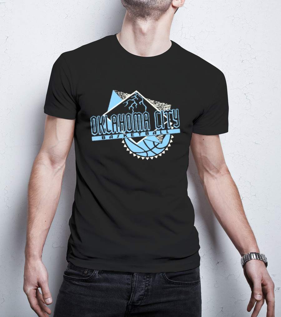 Oklahoma City Basketball Mountain And Basketball Hoop T-Shirt