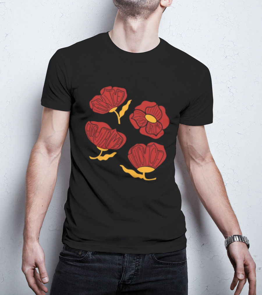 Red Poppy Floral Fuck Trump T-Shirt