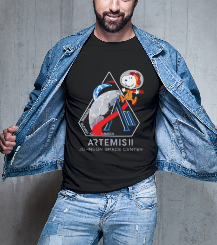 Artemis II Snoopy Johnson Space Center NASA Moon Mission T-Shirt