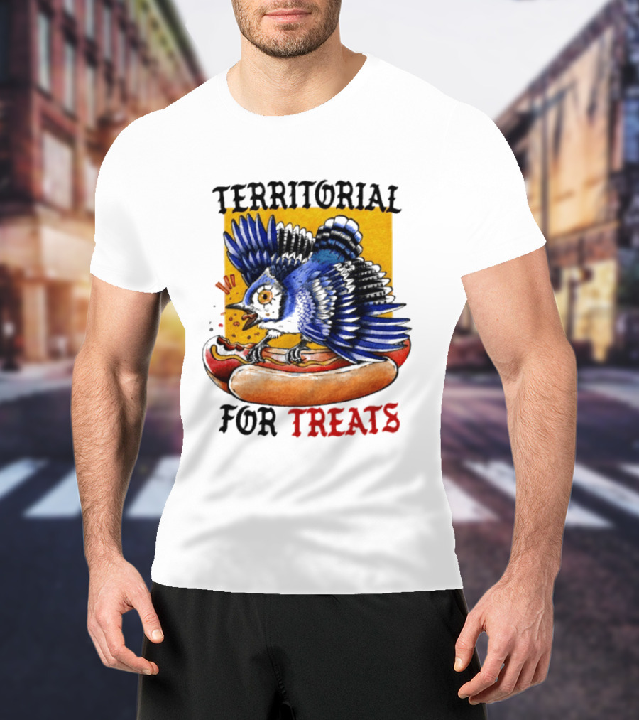 Territorial Bird With Hotdog For Treats T-Shirt
