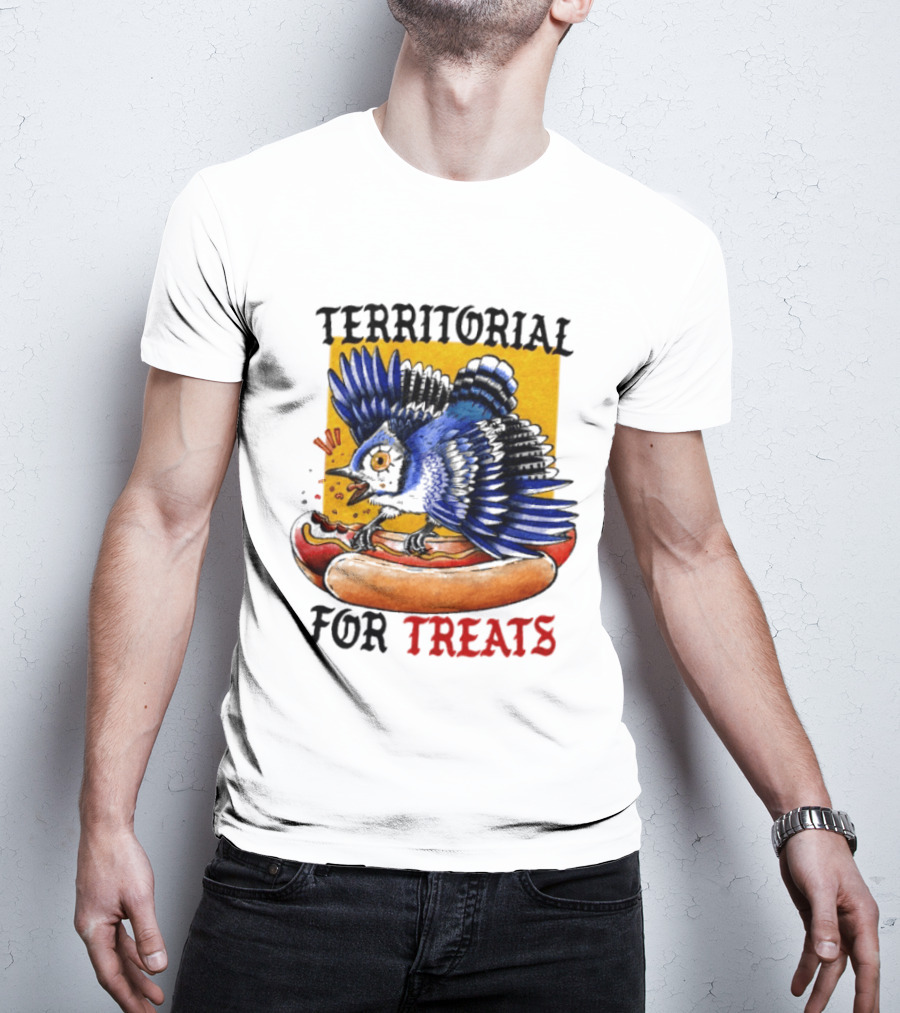 Territorial Bird With Hotdog For Treats T-Shirt