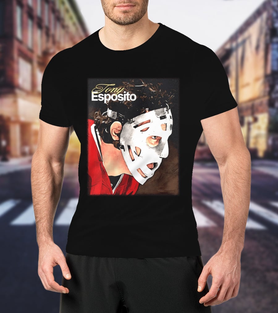 Tony Esposito Chicago Blackhawks NHL Mask Retro Hockey T-Shirt