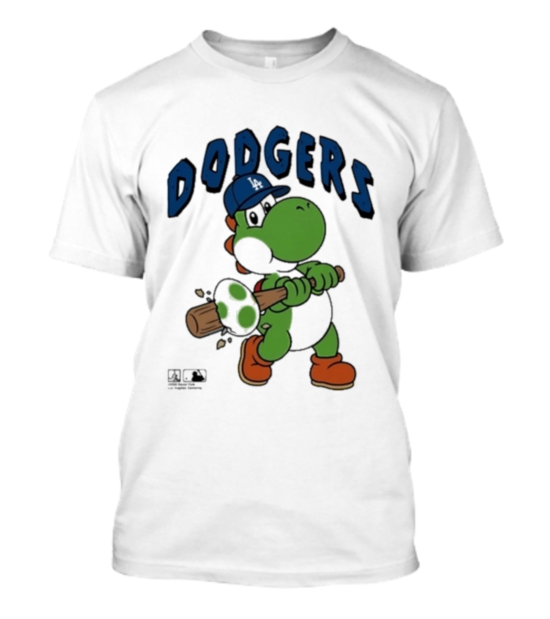 Dodgers Yoshi Baseball Bat Orange Shoes Blue Hat T-Shirt